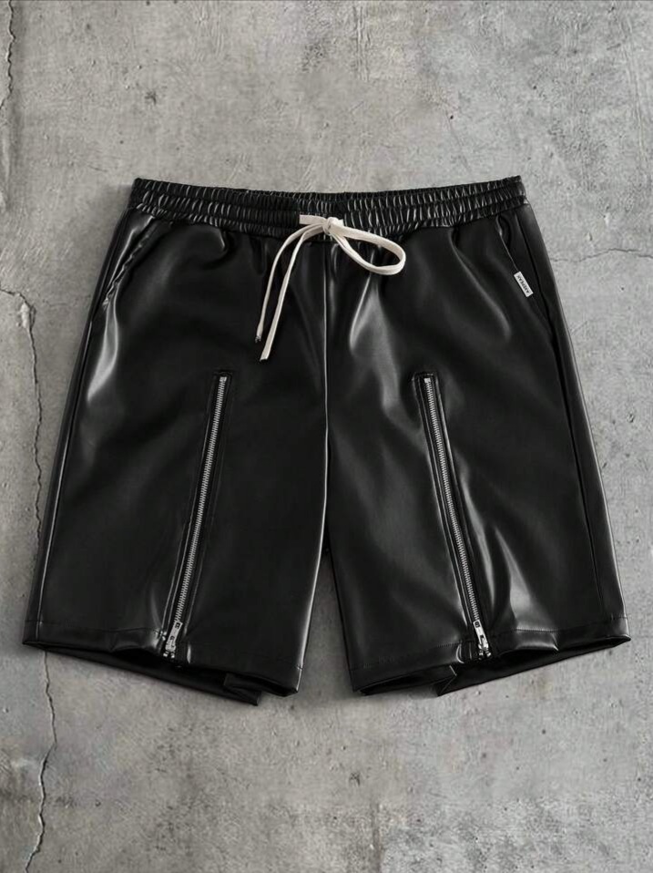 Men's Casual Zipper Design Drawstring Waist Shorts